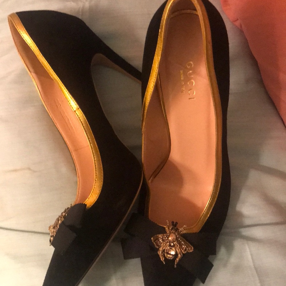 Gucci stilettos with bee embellishment